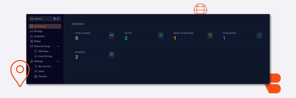 Biztag Manager desktop interface